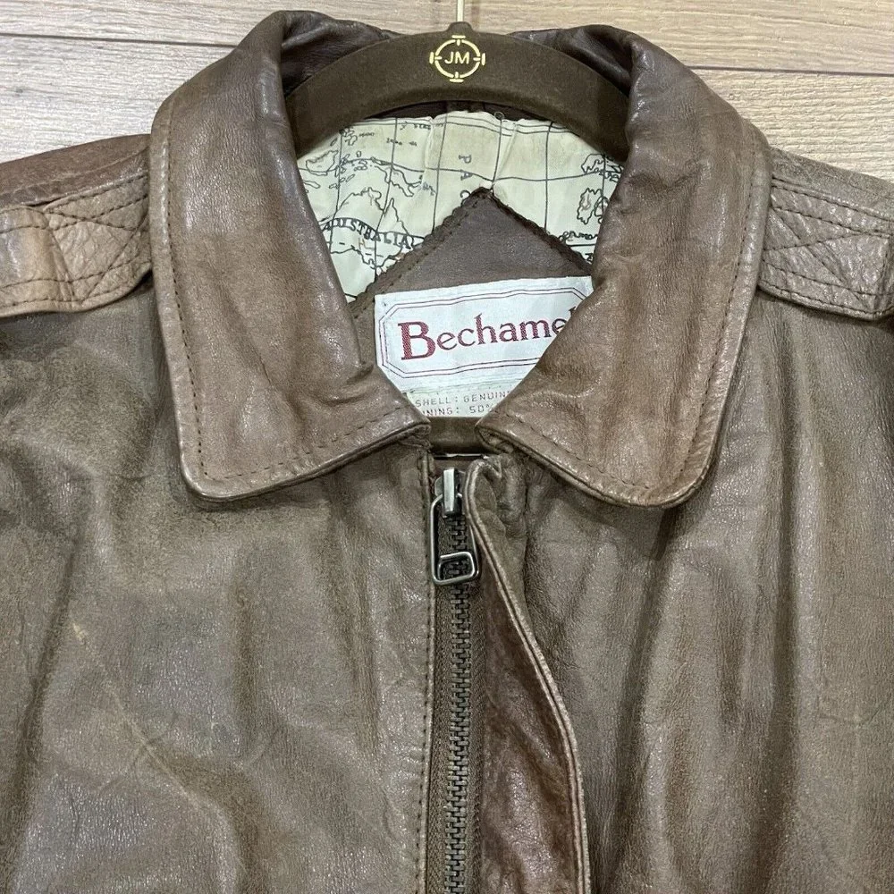 Bechamel Brown Leather Bomber Jacket - Picture 4 of 14